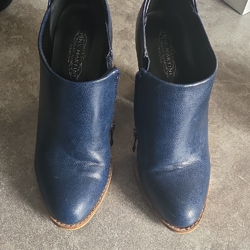 Pink Maetini Ankle Boots- Navy Blue Leather Women's Shoes
